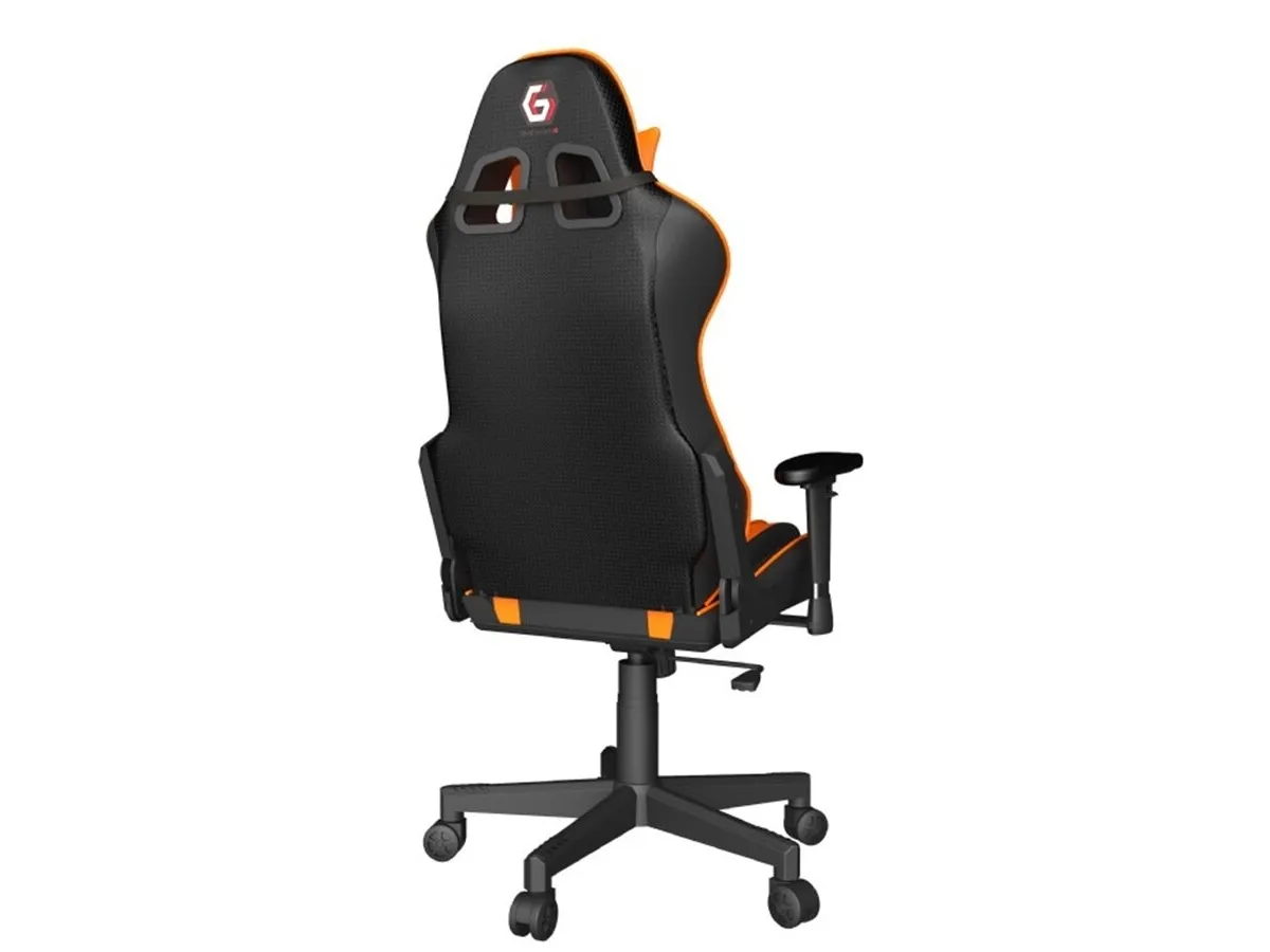 Gembird SCORPION - Stol - ergonomisk - armstøtter - T-formet - vippe - drejeled - nylon, PVC, svamp, mesh - sort trådnet, orange hud