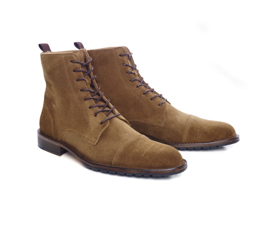 Derby boots homme à lacets Velours Cognac - ENFIELD PATIN
