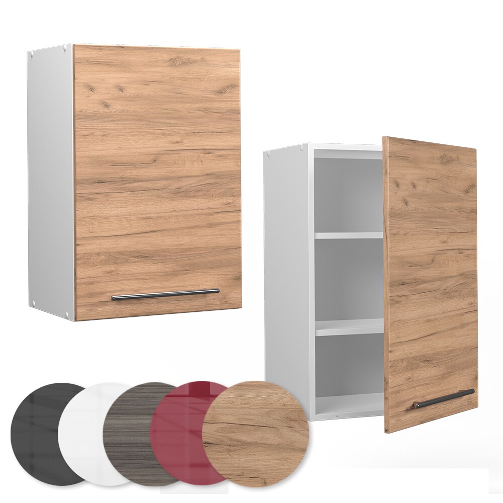Vicco Hängeschrank Küchenschrank Küchenmöbel Fame-Line Weiß Eiche modern 50 cm Küche Einbauküche Hängeschrank Drehtür Einlegeboden Küchenzeile