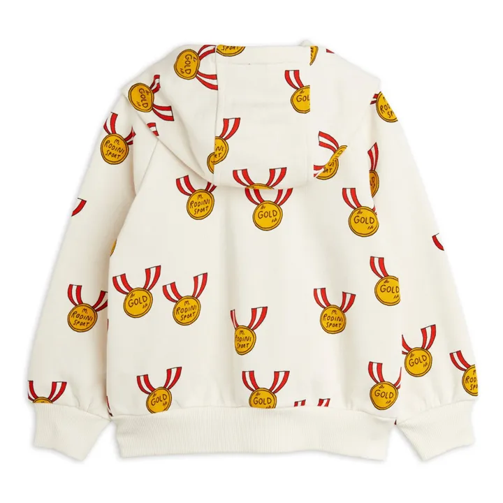 Mini Rodini Sweat Zippé Médaille Coton Bio | Ecru