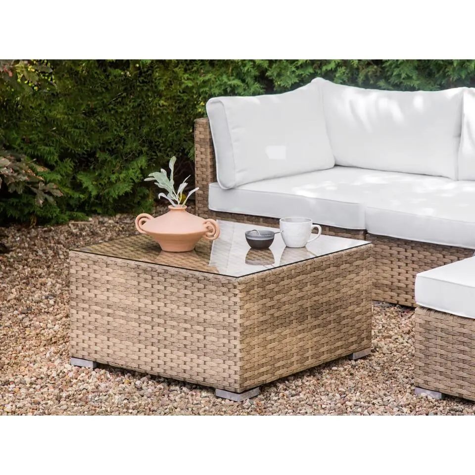 SANO II - Loungeset - Natuurlijk/Wit - Linkszijdig - Kunstrotan