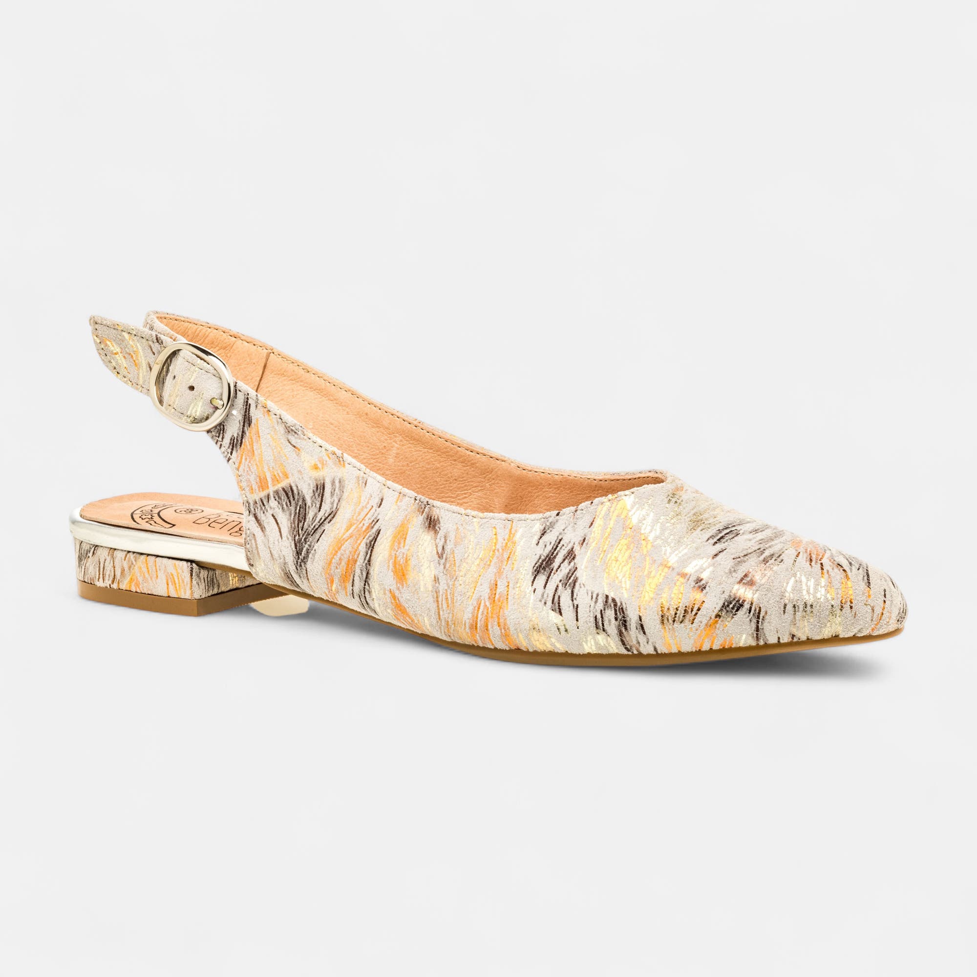 Escarpins avec bride arrière Femme en cuir beige