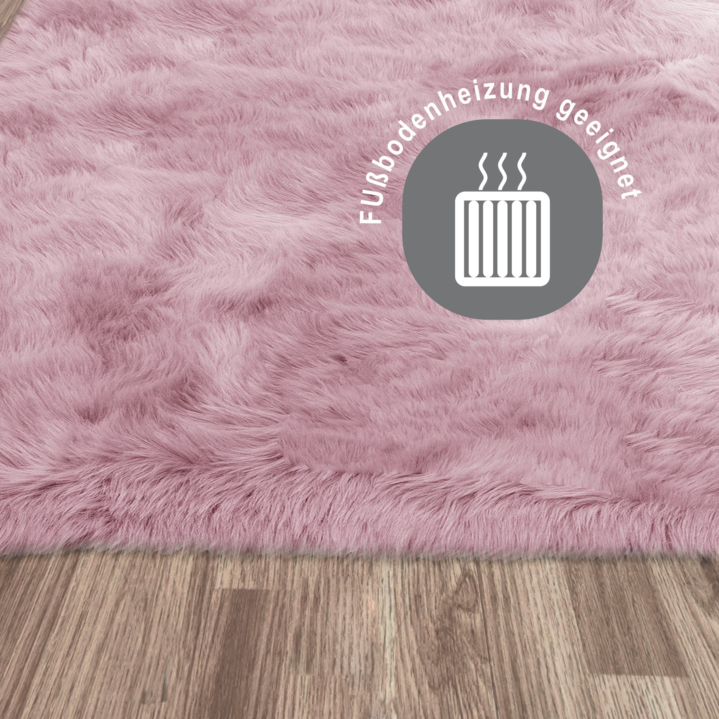 my home Hochflor-Teppich »Valeria Fellteppich kuschelig« fellförmig 60 mm Höhe Kunstfell, Fellform, weiche Teppiche, Schlafzimmer, Wohnzimmer