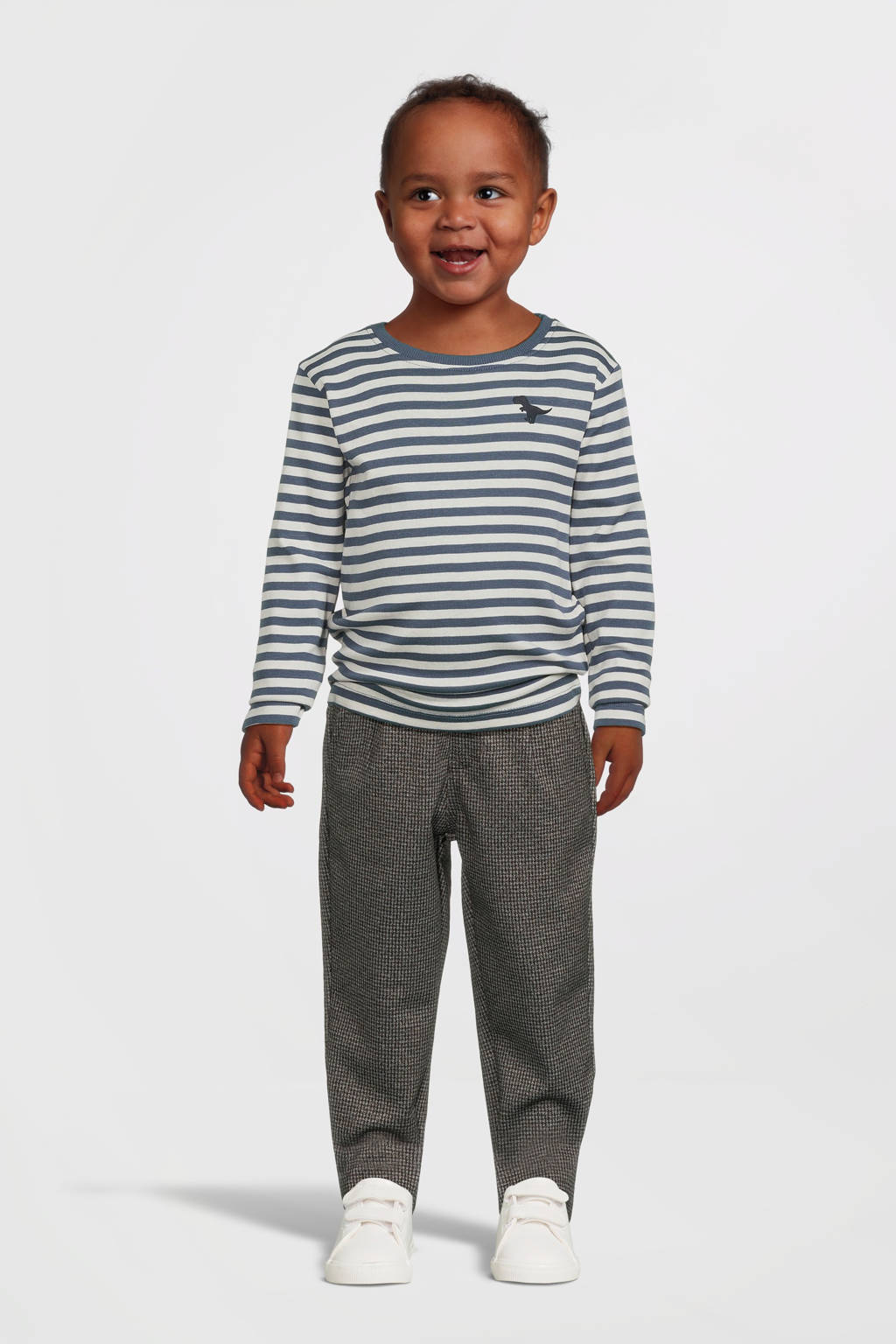 NAME IT gestreepte longsleeve NMMVILLY grijsblauw/wit