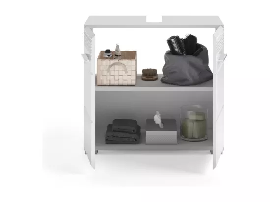 Meuble sous vasque 2 portes – Blanc laqué – KLEANKIN
