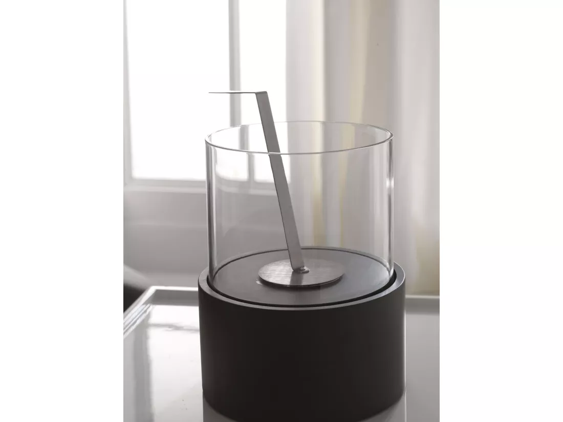Cheminée bio de table en métal noir 22x22x27h cm