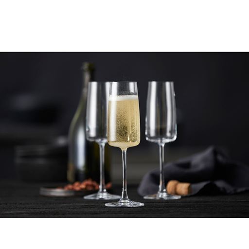 Lyngby Glas Krystal Zero Champagneglas 4 stk., Klar, 30 cl