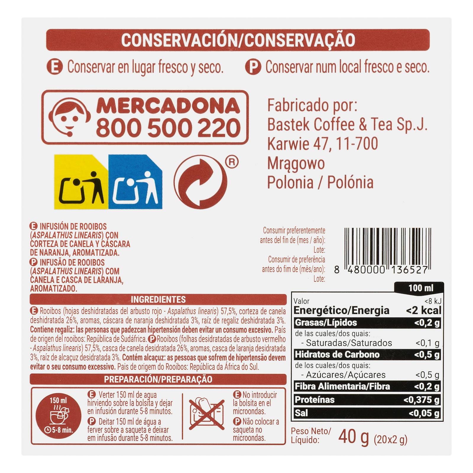Infusion Rooibos Agrumes Hacendado
