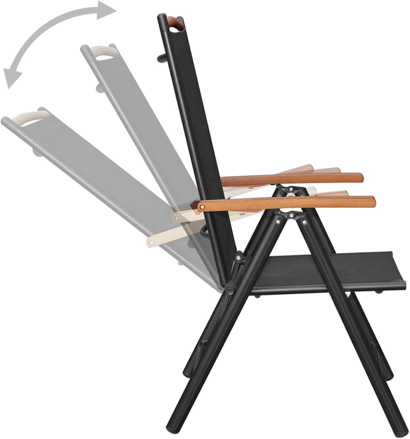 Gecheer 9-TLG. Garten Sitzgruppe Aluminium Gartenmöbel Set 8 Personen Essgruppe Gartentisch mit Stühle Gartengruppe Sitzgarnitur Gartengarnitur Terassenmöbel Schwarz