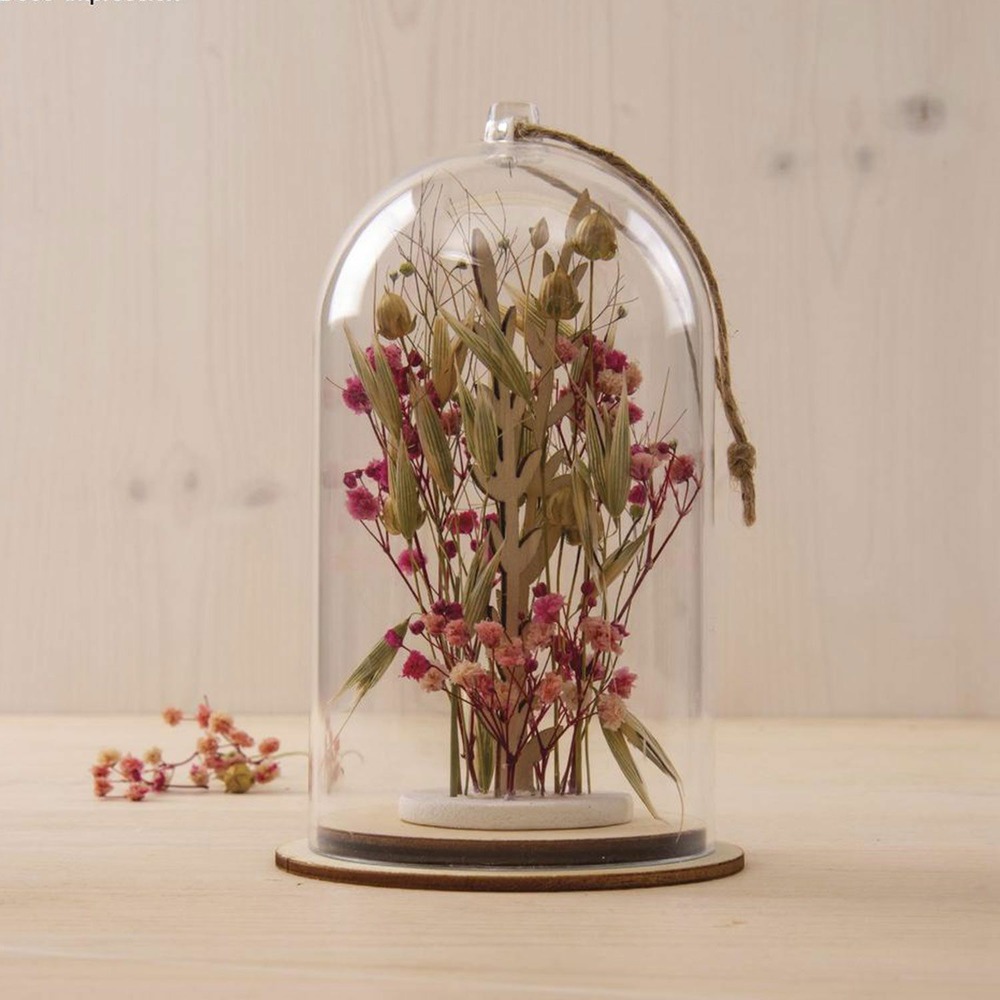 Bouquet de fleurs séchées vertes et roses