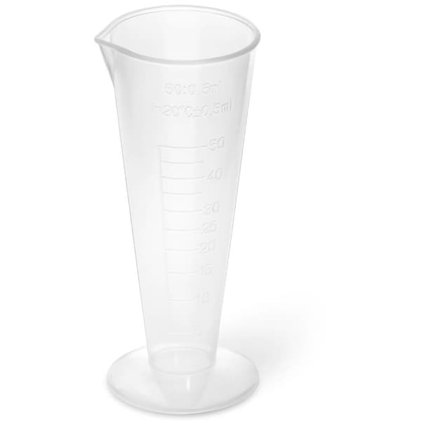 Laboratoriebeger i plast med 50 ml gradering - 10 stk.