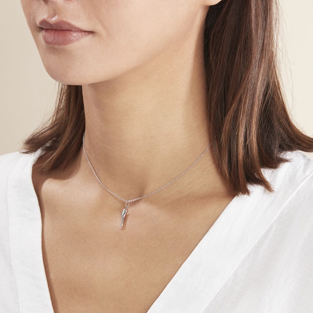 Pendentif Felicette Corne Abondance Or Blanc