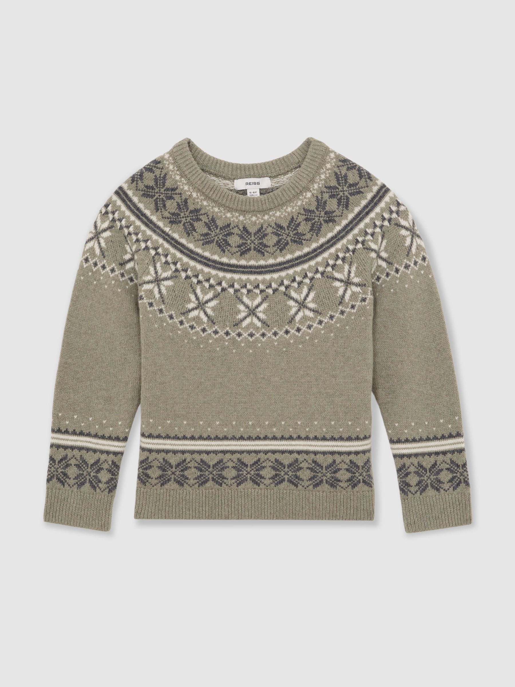 Reiss Sydney Fair Isle Crew-Neck Jumper with Wool