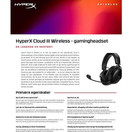 HyperX Cloud III wireless gaming headset - sort