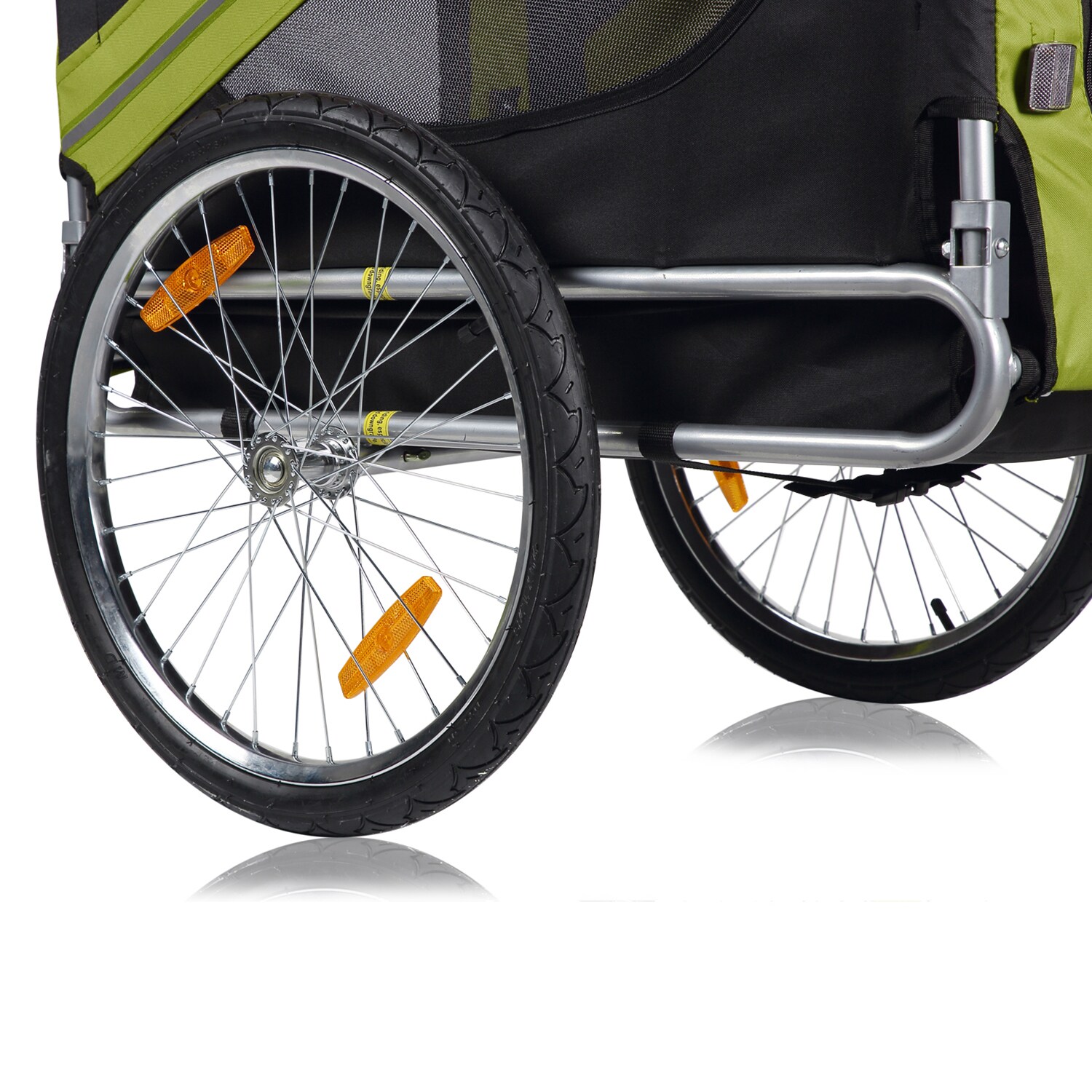 zoomundo Hundeanhänger Fahrradanhänger für Hunde - in Grün/Schwarz - Silver Frame