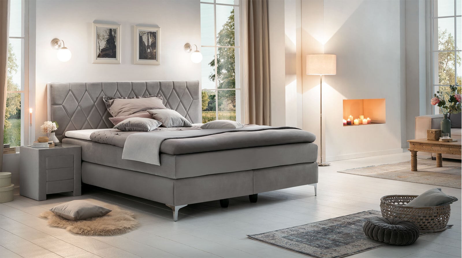 MONDO Boxspringbett BARELL ALICANTE grau