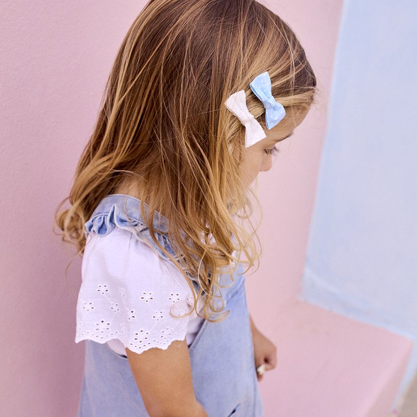 T-shirt manches courtes en broderie anglaise pour bébé fille - Blanc