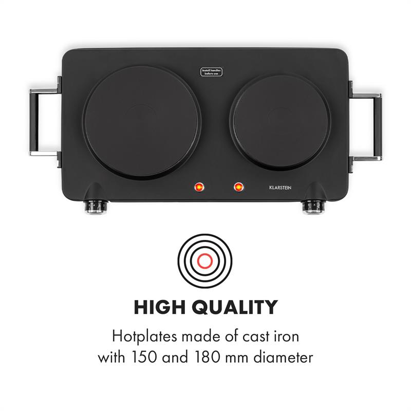 Cookorama Doppelkochplatte 1900-2250 W 150/180 mm Ø 5 Stufen schwarz Schwarz