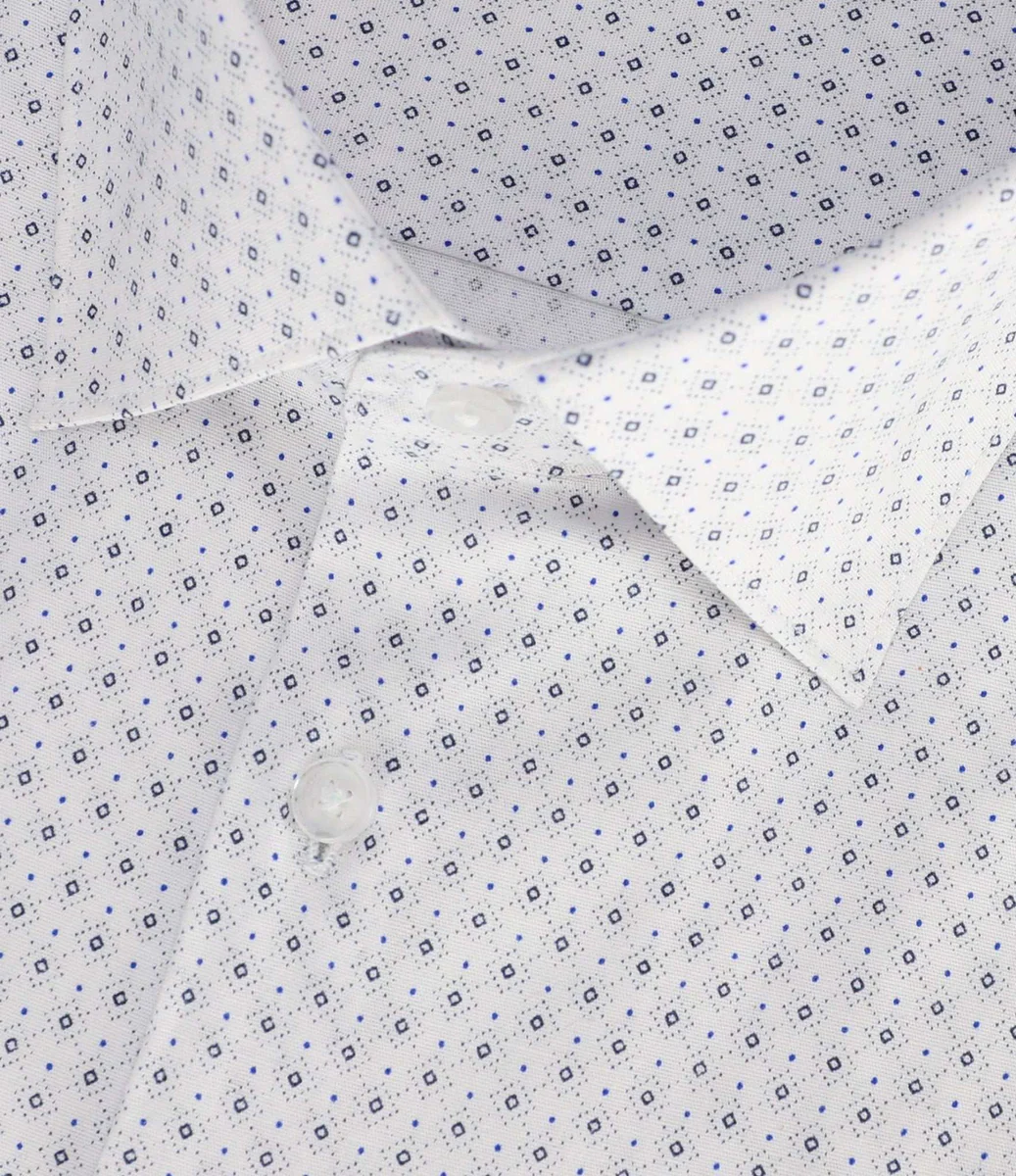 Chemise slim imprimée blanche et marine PAIGE