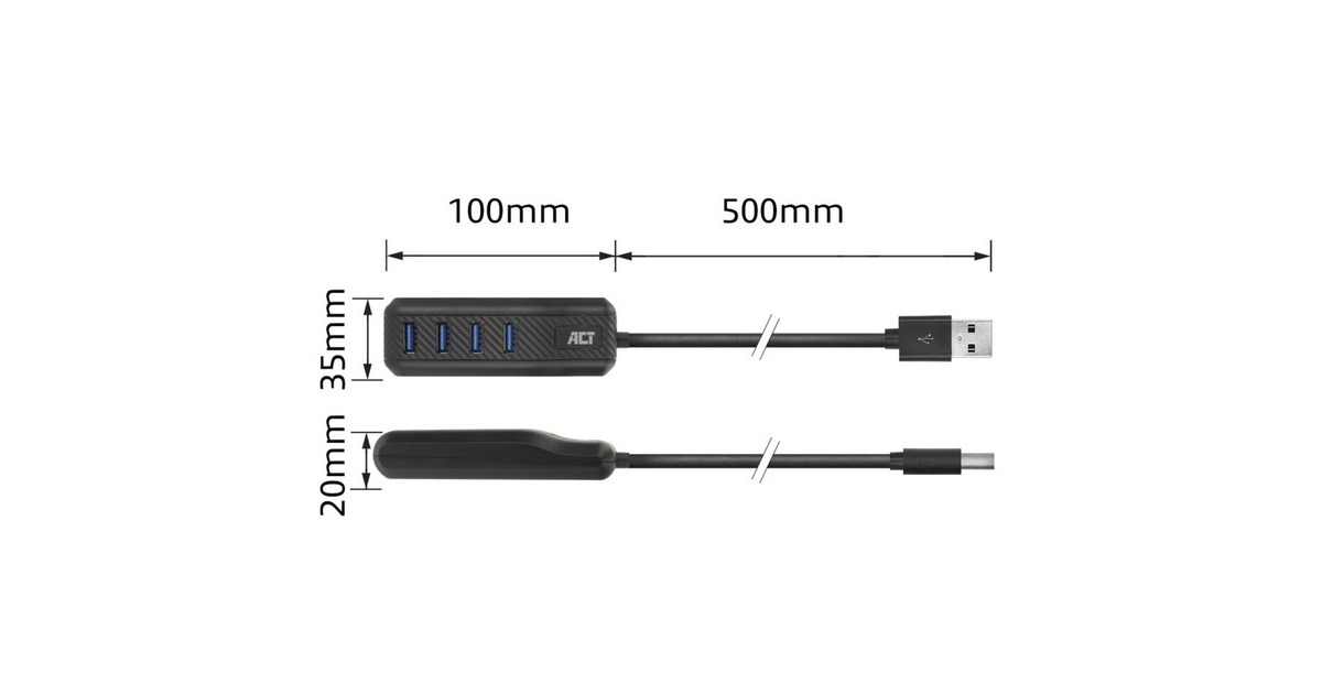 ACT ConnectivityUSB-A hub 3.0, 4 poorts USB-A usb-hub  (Zwart)
