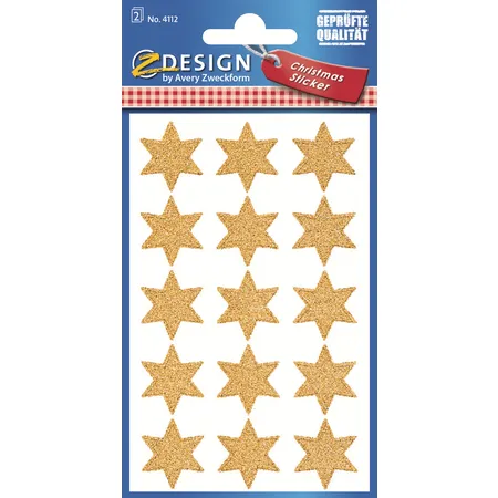 Avery Zweckform Z-Design 4112 Weihnachtssticker, Sterne, 2 Bogen/30 Sticker