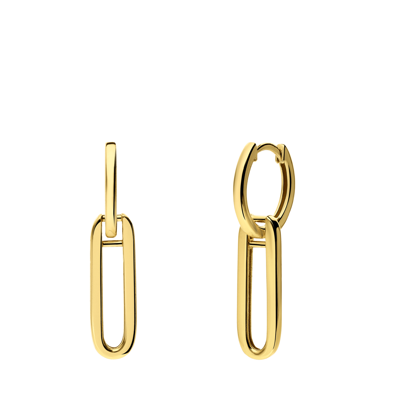 Zilveren goldplated oorringen met hanger ovaal