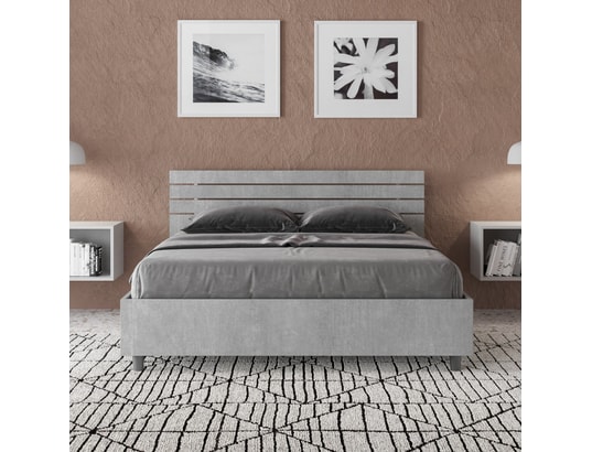 ITYHOME - Lit coffre ankel incliné 140x200 gris béton