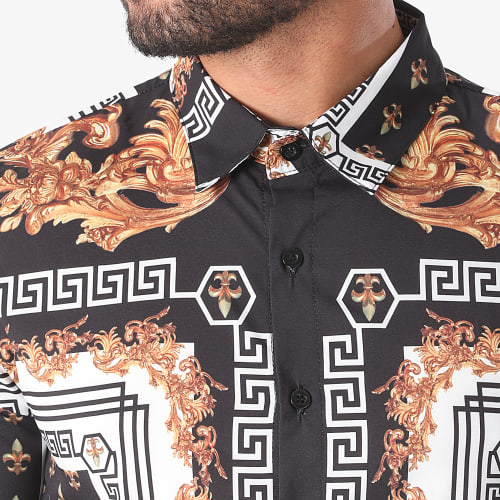 Chemise Manches Longues BM1245 Blanc Noir Renaissance
