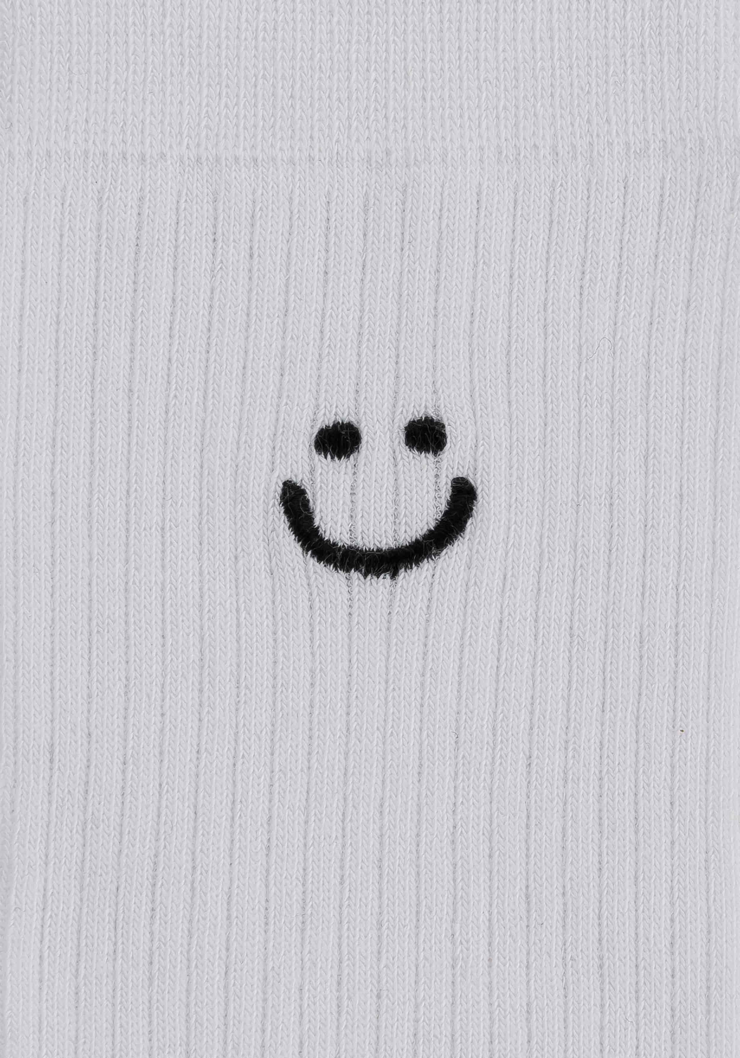 Mela 5er-Pack Socken mit Stickerei Weiss/Smiley Moods