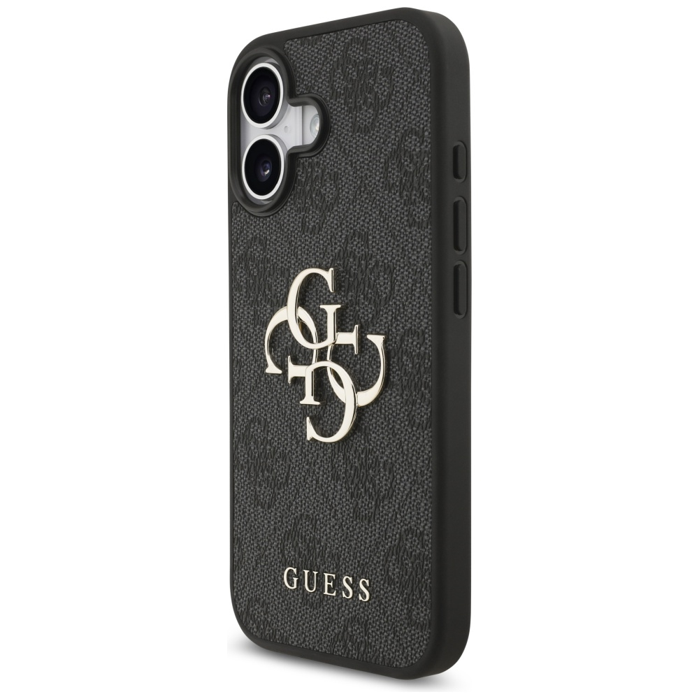 iPhone 17 Leder Hardcase Hülle 4G Big Metal Logo (GUHCP17S4GMGGR) - Schwarz
