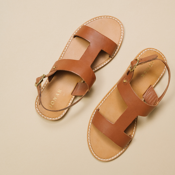 Sandales  en cuir cognac