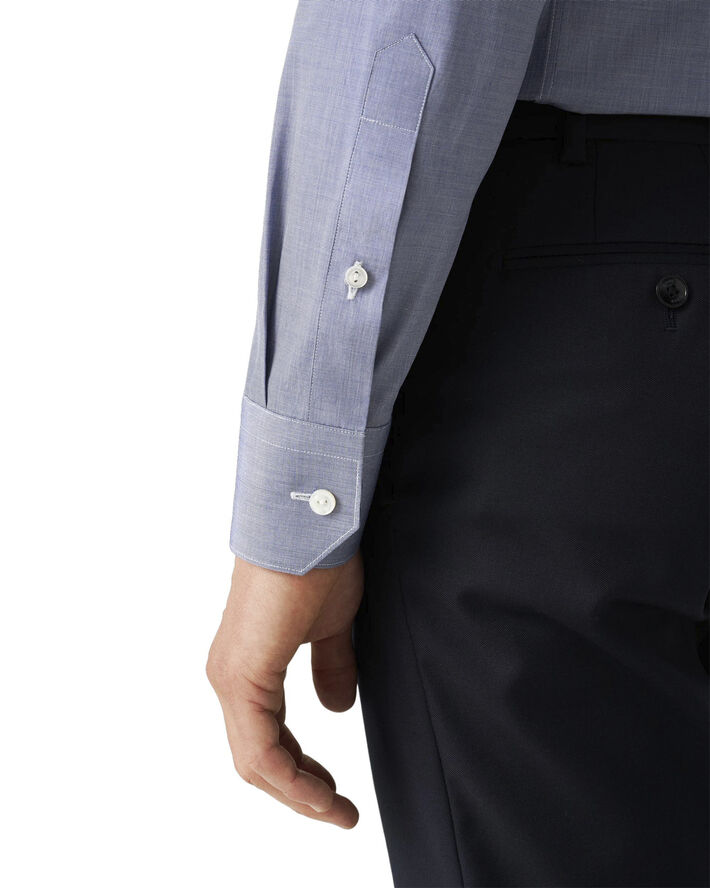 ETON Slim Fit Dark Blue Chambray Elevated Poplin Shirt Blå