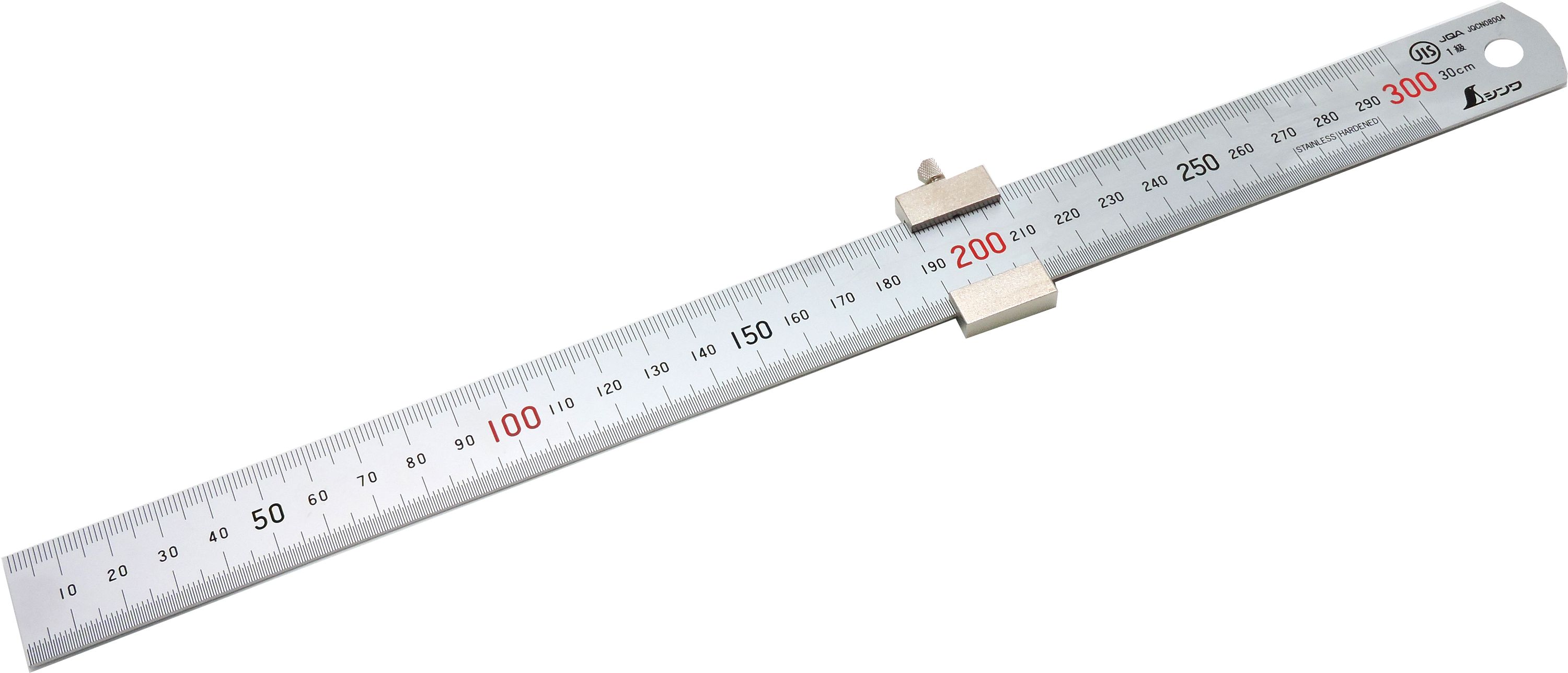 FAMEX 12665 Shinwa Edelstahllineal 30 cm – mit Anschlag 76752