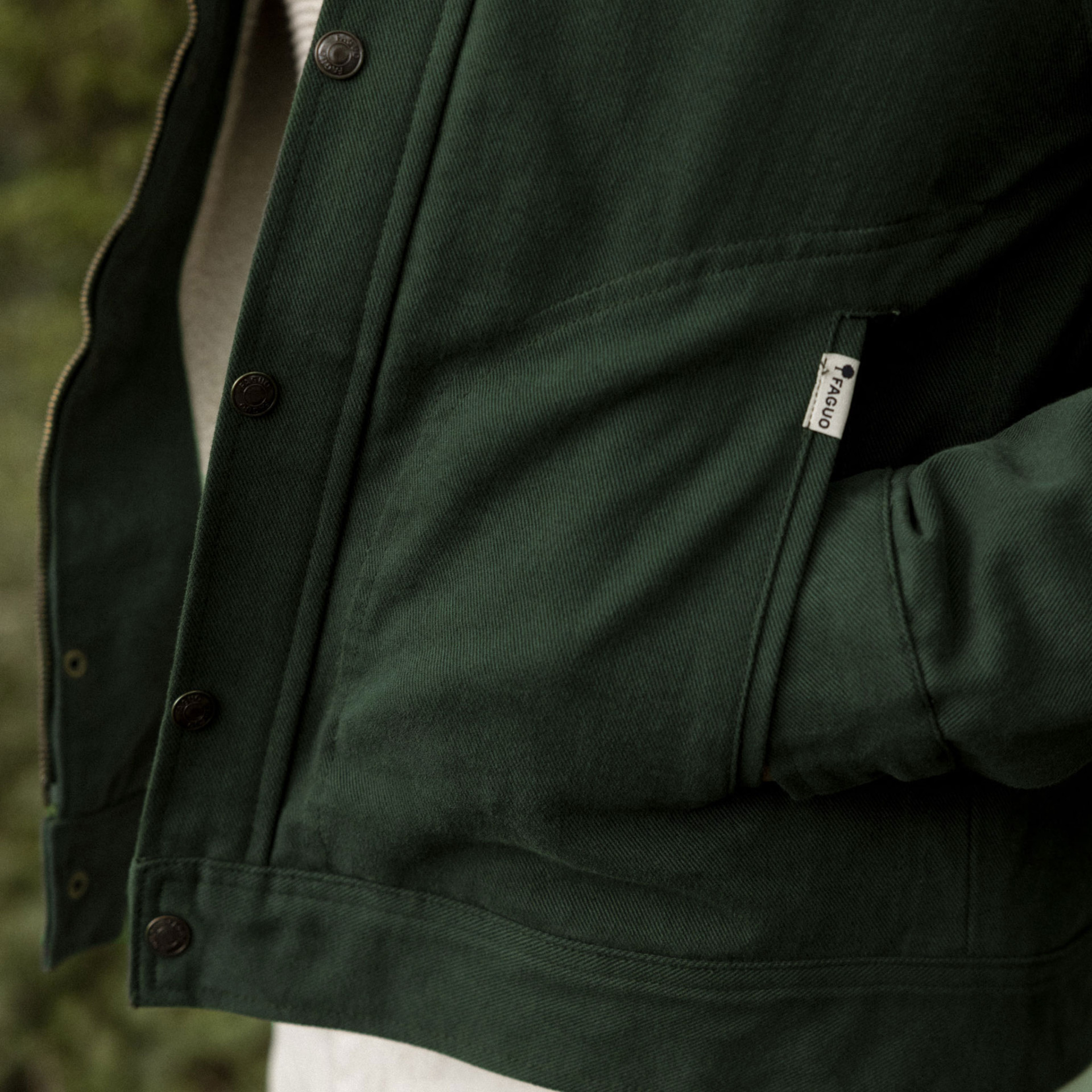 Blouson vert foncé coton recyclé et polyester - modèle Seillon