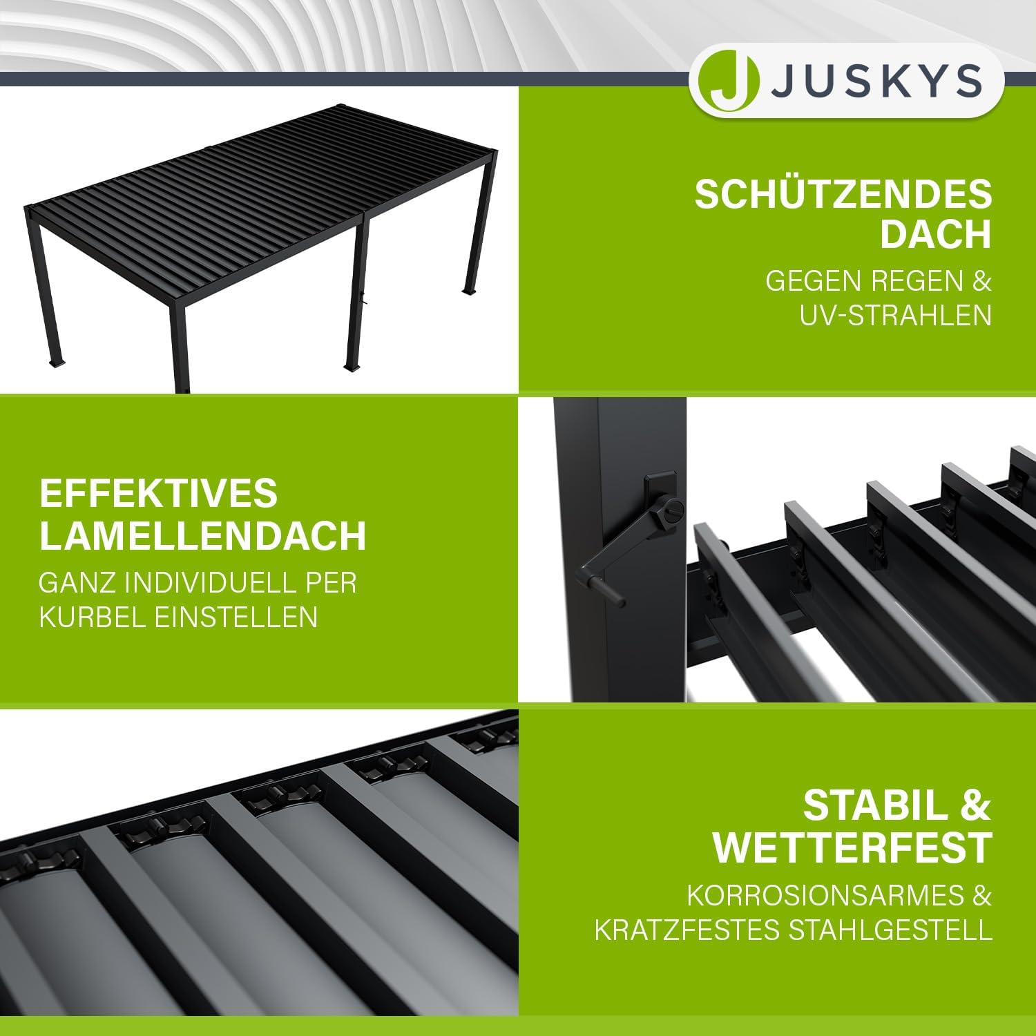 Juskys Lamellendach Tahiti 3x5,9 m - Stahl Pergola - Terrassenüberdachung stabil & wetterfest - Überdachung für Garten & Terrasse - Bausatz Anthrazit