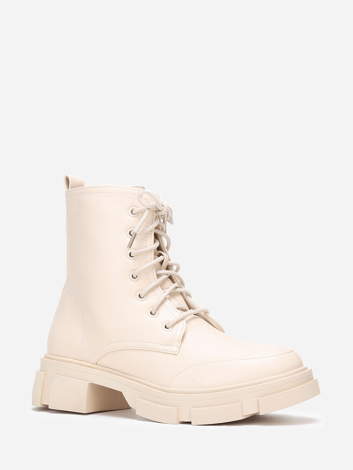 Bottines chunky style rangers- Beige