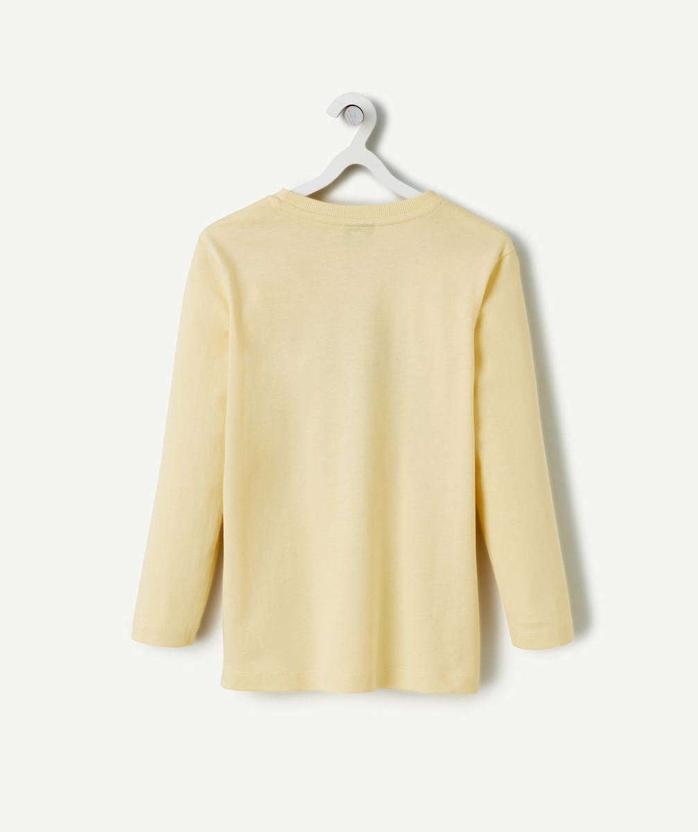 T-SHIRT MANCHES LONGUES GARÇON EN COTON BIO JAUNE AVEC MOTIF SKATER