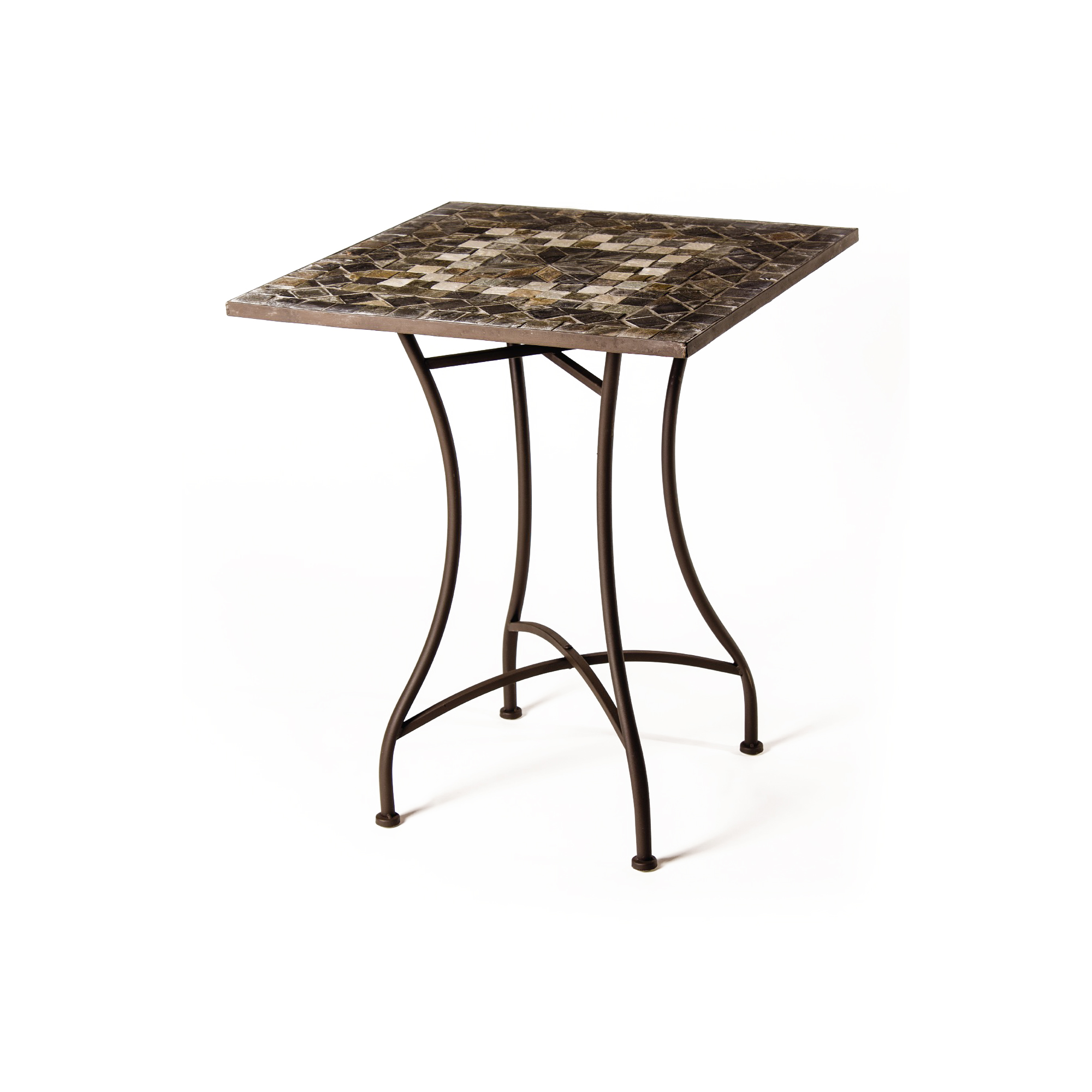 Quadratischer Mosaiktisch aus Naturstein, grau, braun, B 61 cm, H 71,5 cm, T 61 cm von fischer's lagerhaus