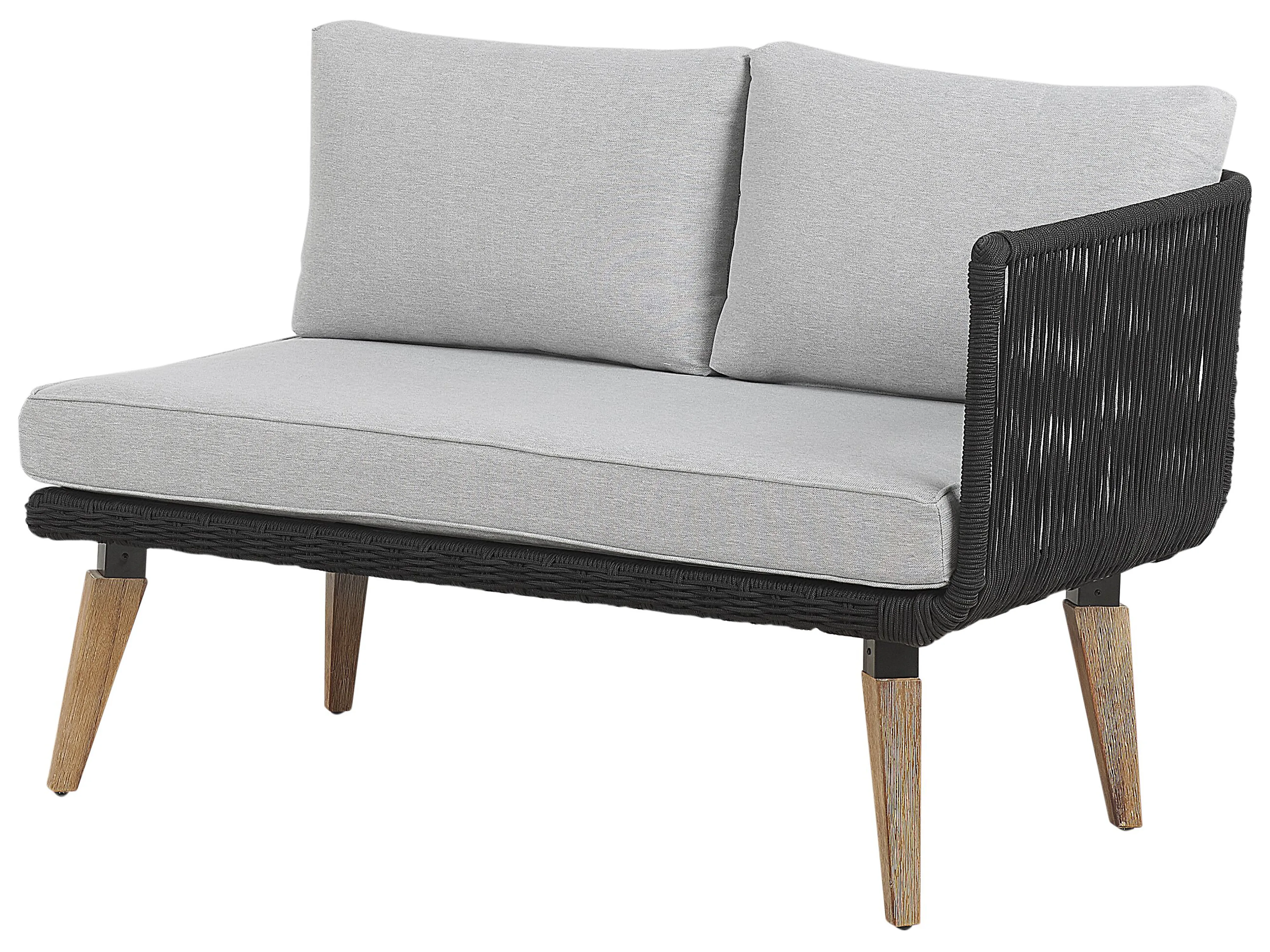 Tuin hoekloungeset met tafel 5-zits ALCAMO linkszijdig Acaciahout Zwart