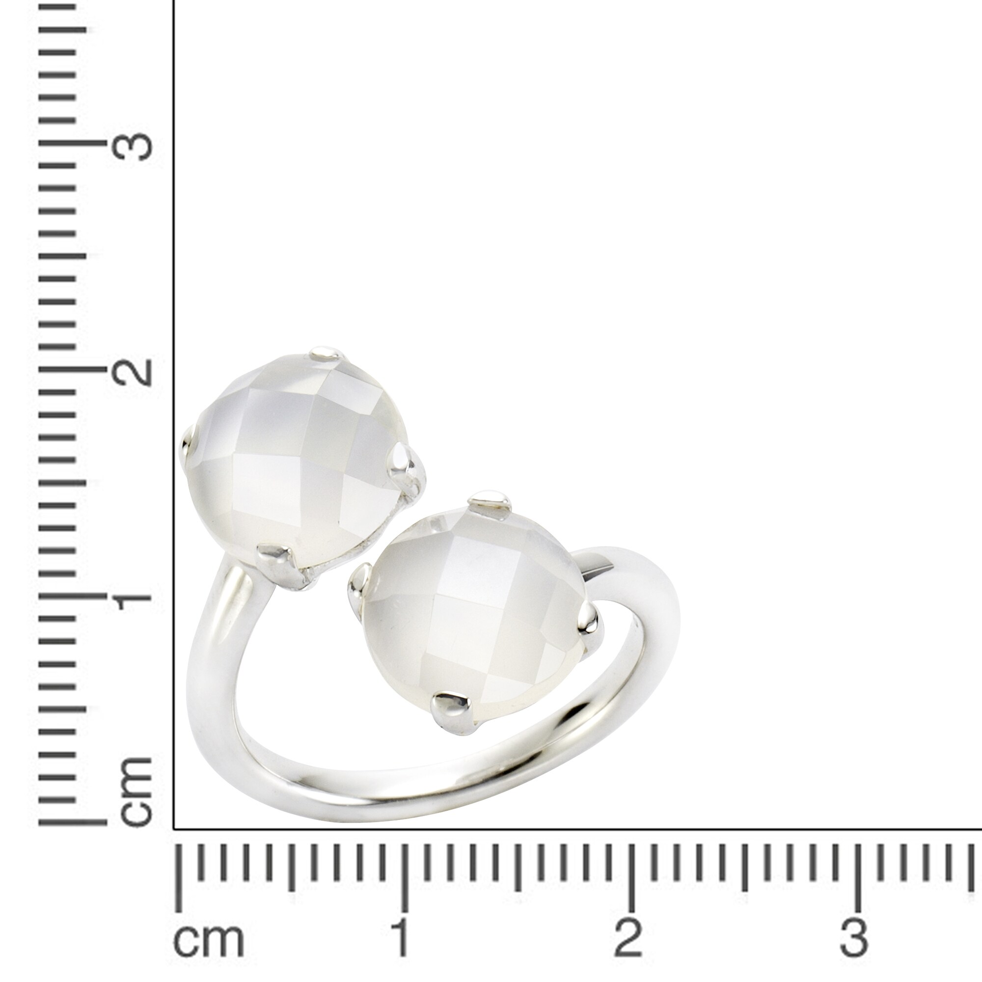 Jamelli Ring 925 Silber rhodiniert mit 2 Mondsteinen