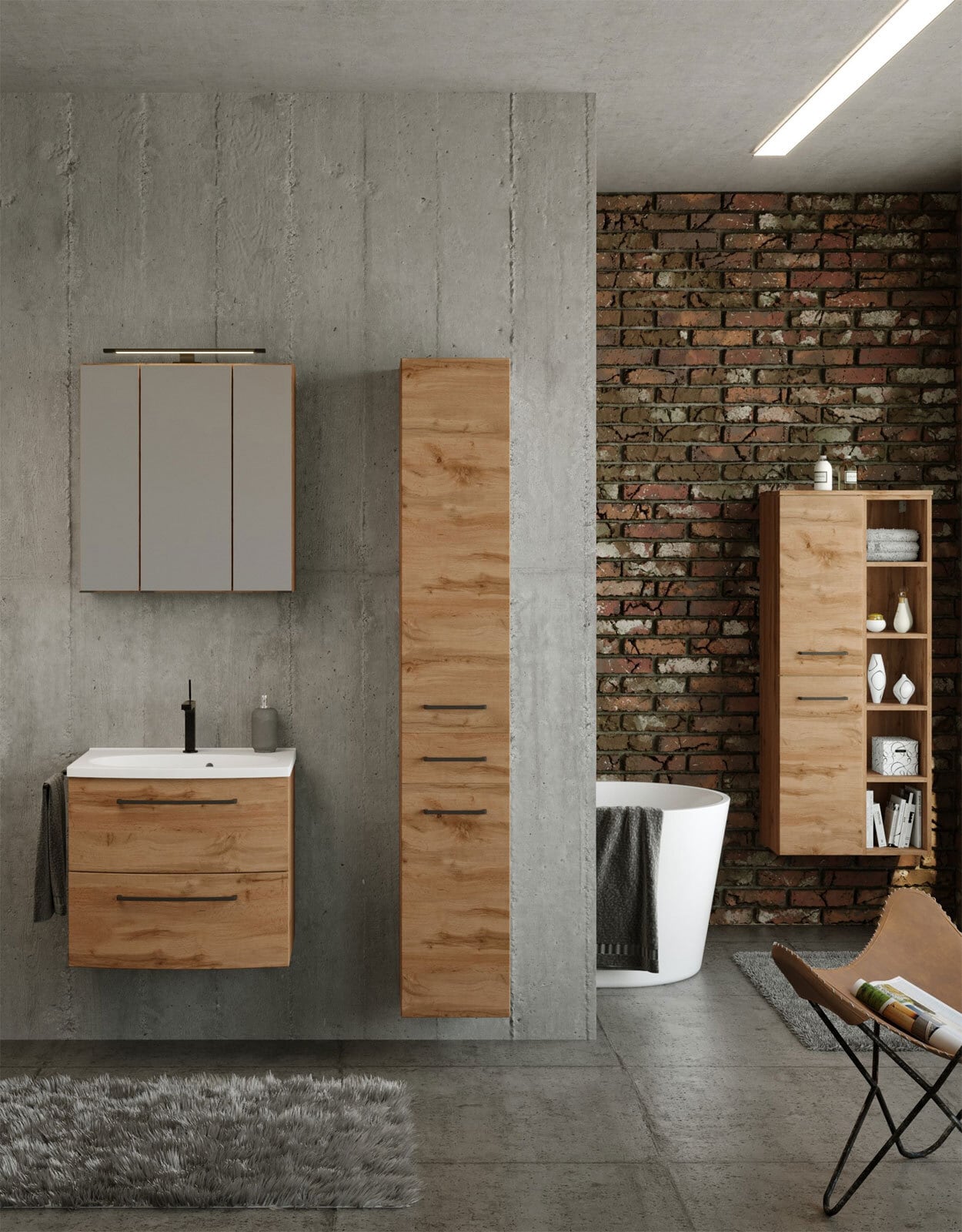 Bad-Midischrank LIMBURG braun 55cm