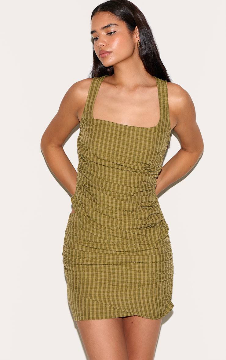 Moss Green Ensemble Mini-jupe Froncée À Carreaux Tall