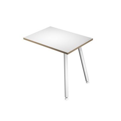 Retour direct pour bureau - L80 x H74 x P60 - Pieds métal blancs - plateau blanc chants chêne