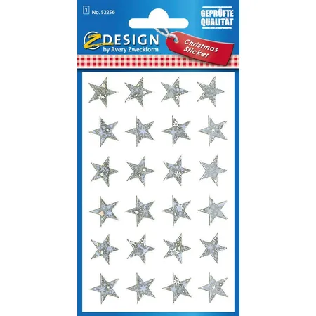 Avery Zweckform Z-Design 52256 Weihnachtssticker, Sterne, 1 Bogen/24 Sticker