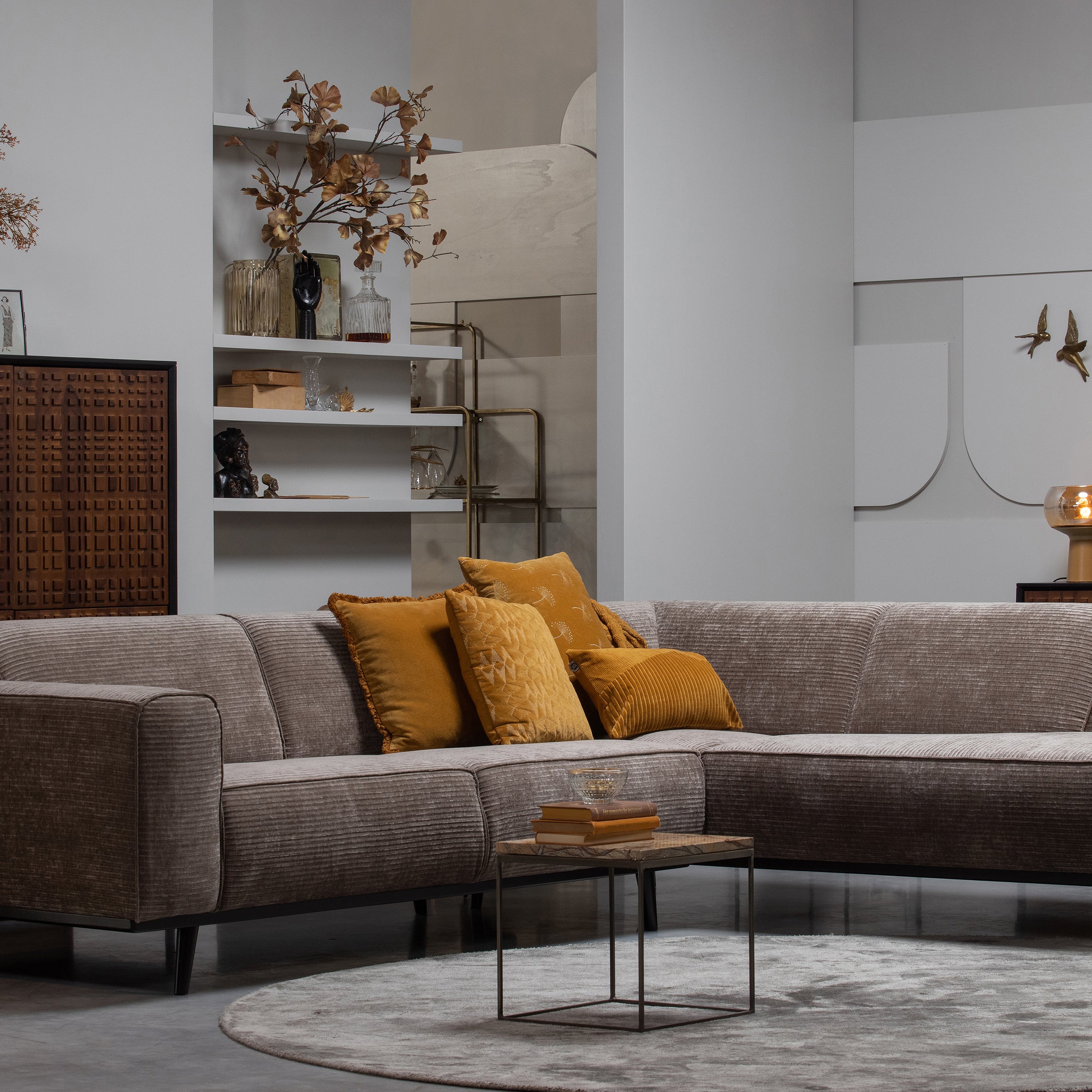 WOOOD Statement Hoekbank Rechts - Rib - Taupe
