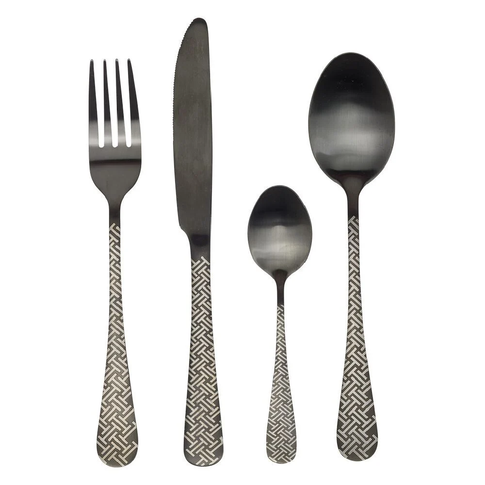 Ménagère 16 pièces inox noir