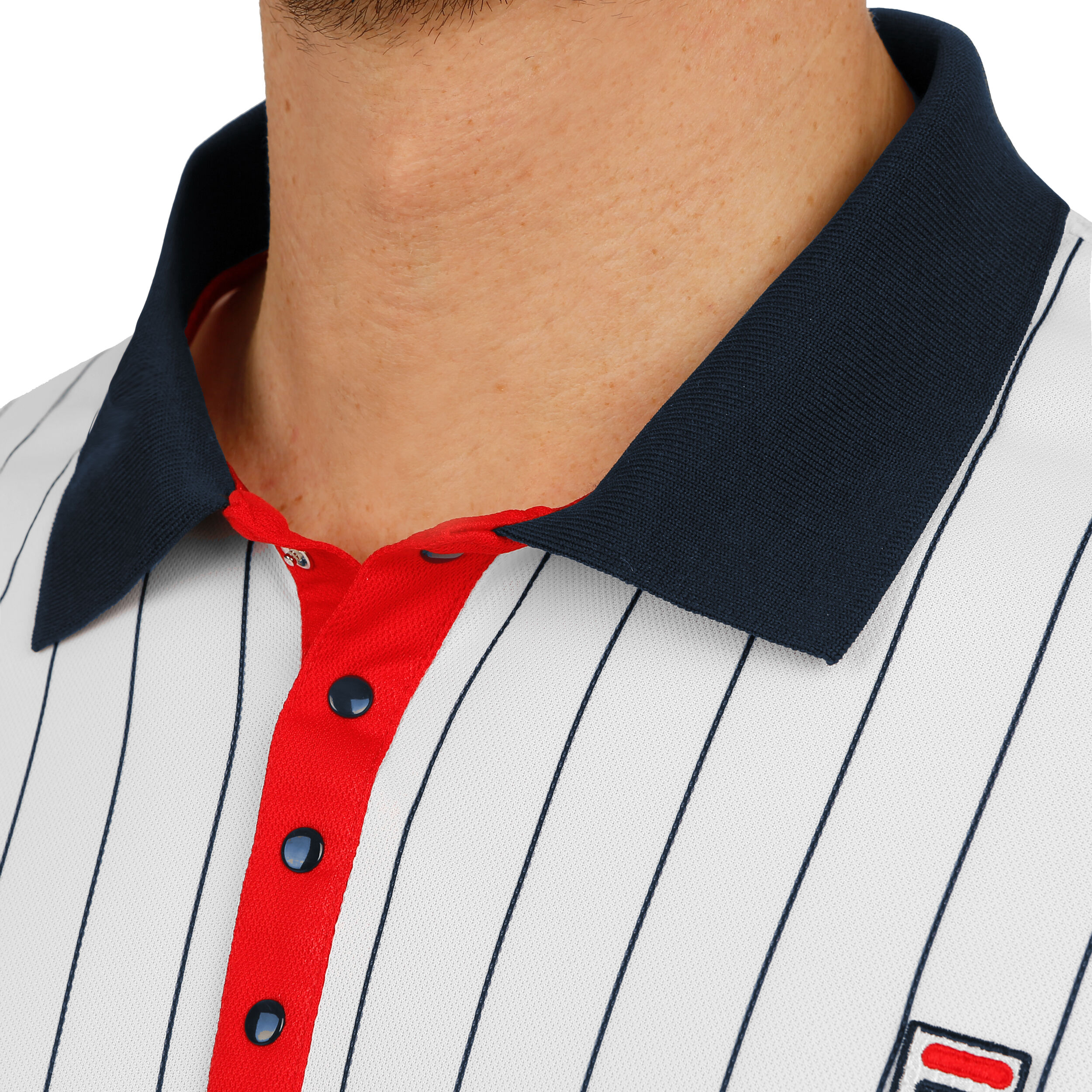 Fila Stripes Polo Hommes - Blanc , Bleu Foncé