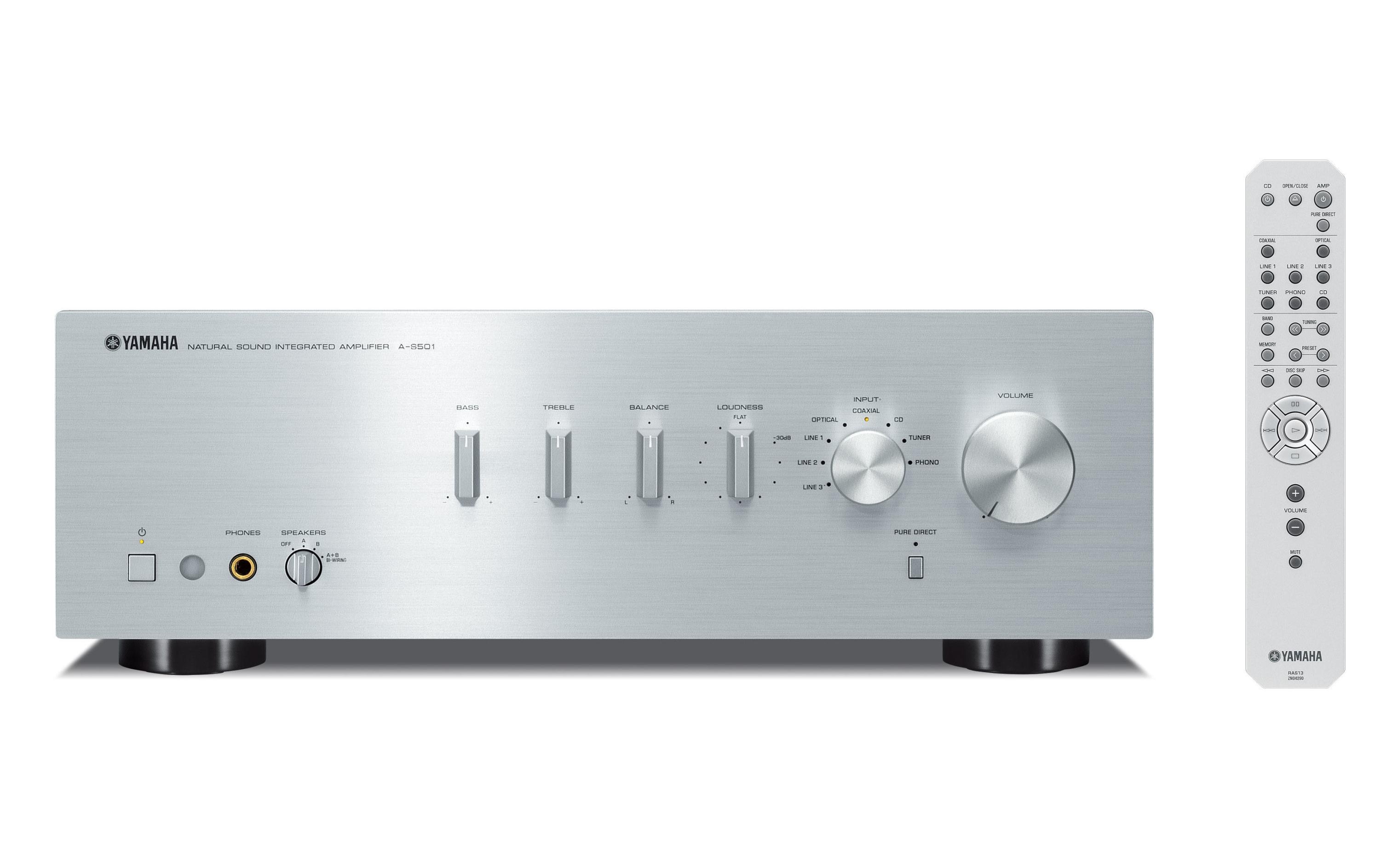 Stereo-Verstärker A-S501 Silber<br>Leistungsfähiger Vollverstärker mit Subwooferanschluss