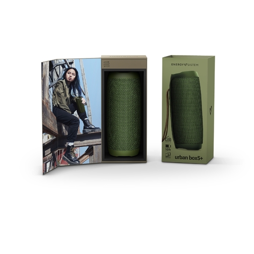Alto-falante portátil com sistema de energia Bluetooth Urban Box 5+ 20 W TWS USB/microSD, reprodutor de MP3 e rádio FM, verde.