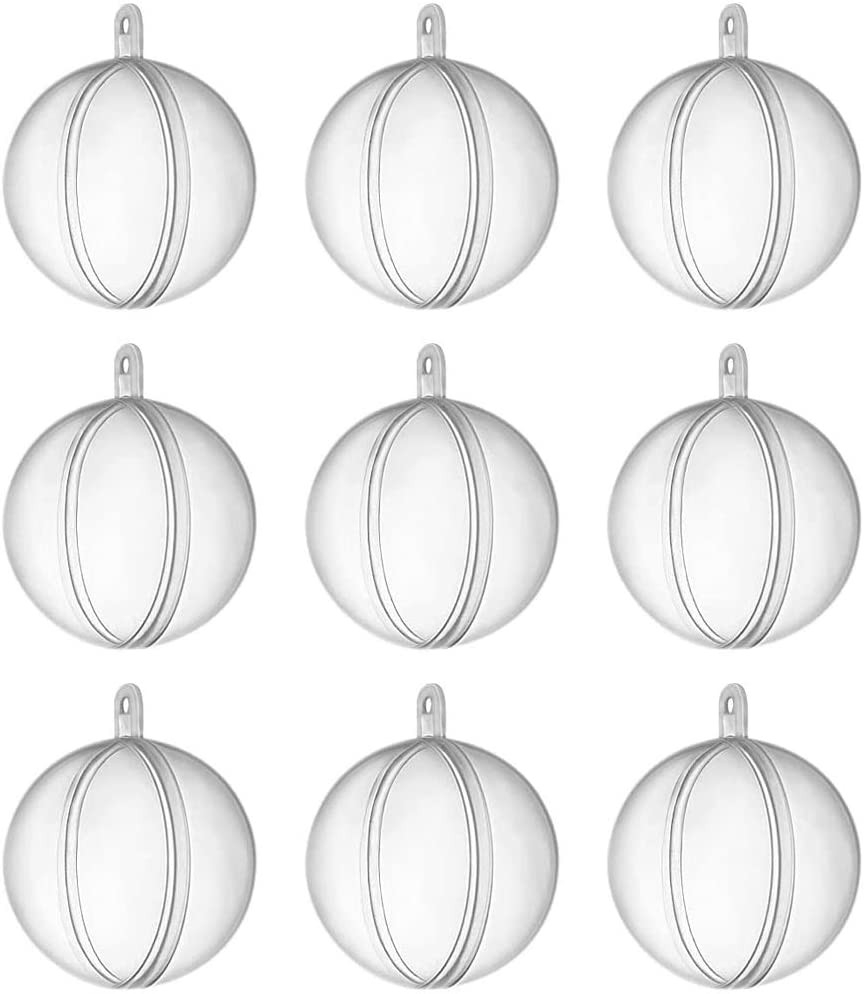 (10er Set) Ø7cm Acryl DIY Christbaum Kugeln Weihnachts Dekoration zum Basteln - Transparent